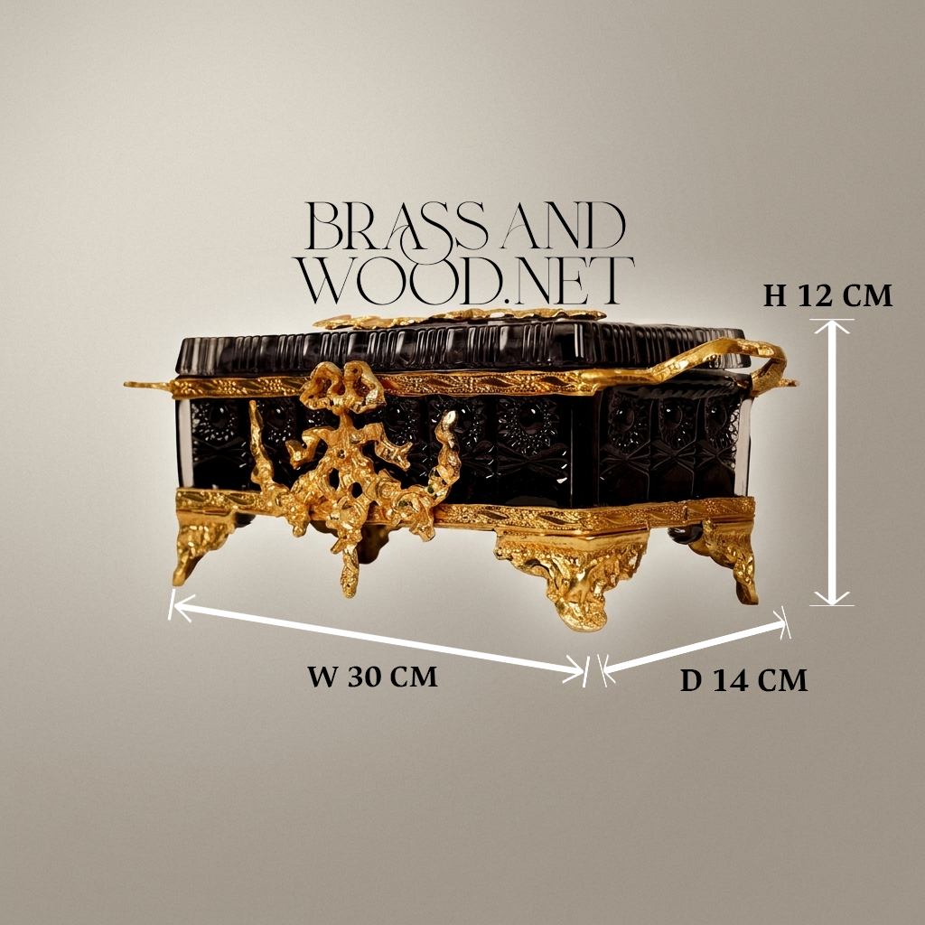 Napoleon III Rococo Revival Tissue Box - Ebonized Body with Gilt Brass Laurel Mounts
