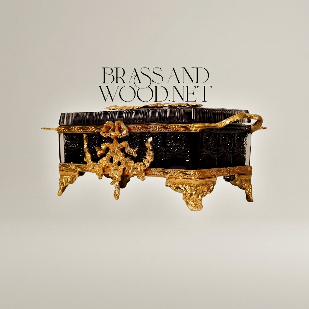 Napoleon III Rococo Revival Tissue Box - Ebonized Body with Gilt Brass Laurel Mounts