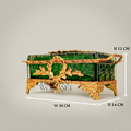 Napoleon III Emerald Green Glass Tissue Box with Gilt Brass Oak Leaf Mounts