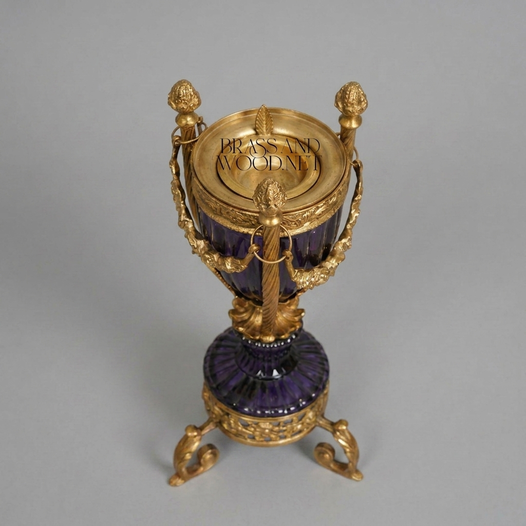 Louis XVI Neoclassical Lidded Urn Incense Burner with Swagged Garland Mounts and Tripod Base