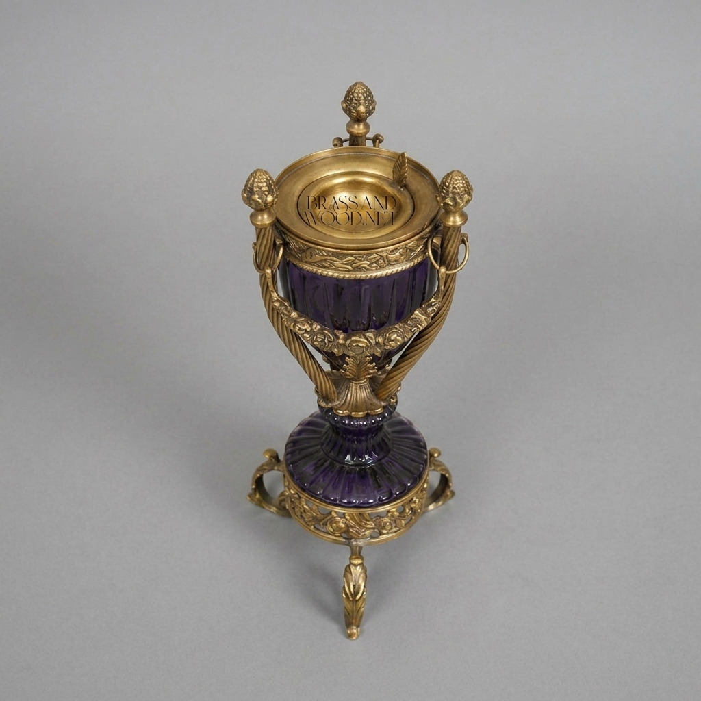 Louis XVI Neoclassical Lidded Urn Incense Burner with Swagged Garland Mounts and Tripod Base