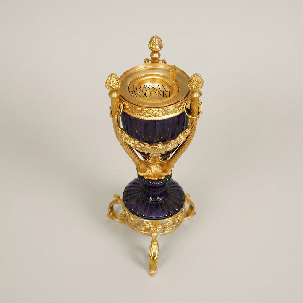 Louis XVI Neoclassical Lidded Urn Incense Burner with Swagged Garland Mounts and Tripod Base