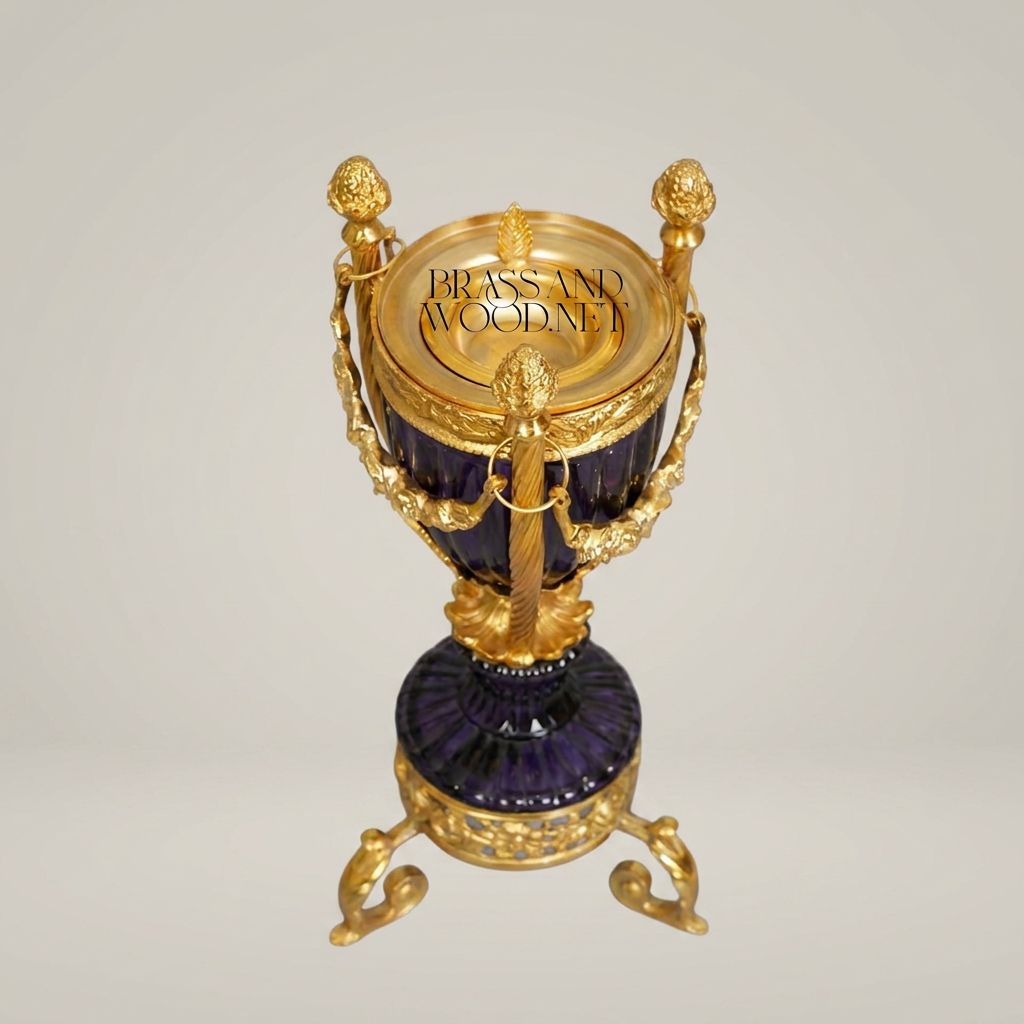 Louis XVI Neoclassical Lidded Urn Incense Burner with Swagged Garland Mounts and Tripod Base