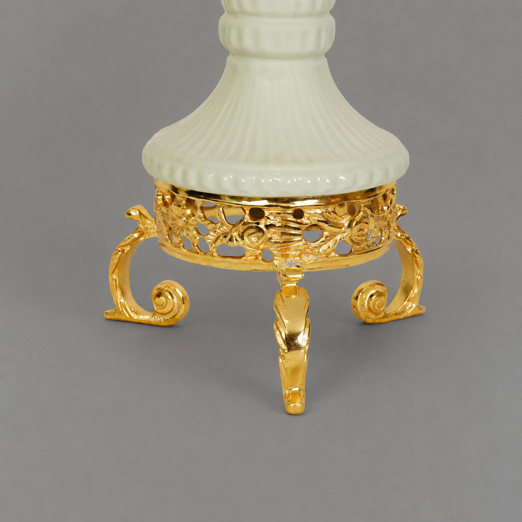 Neoclassical Celadon Ceramic Urn with Gilt Ormolu Mounts & Tripod Stand - Silver
