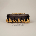 Smoked Crystal Tissue Box with Gilt Brass Laurel Medallion