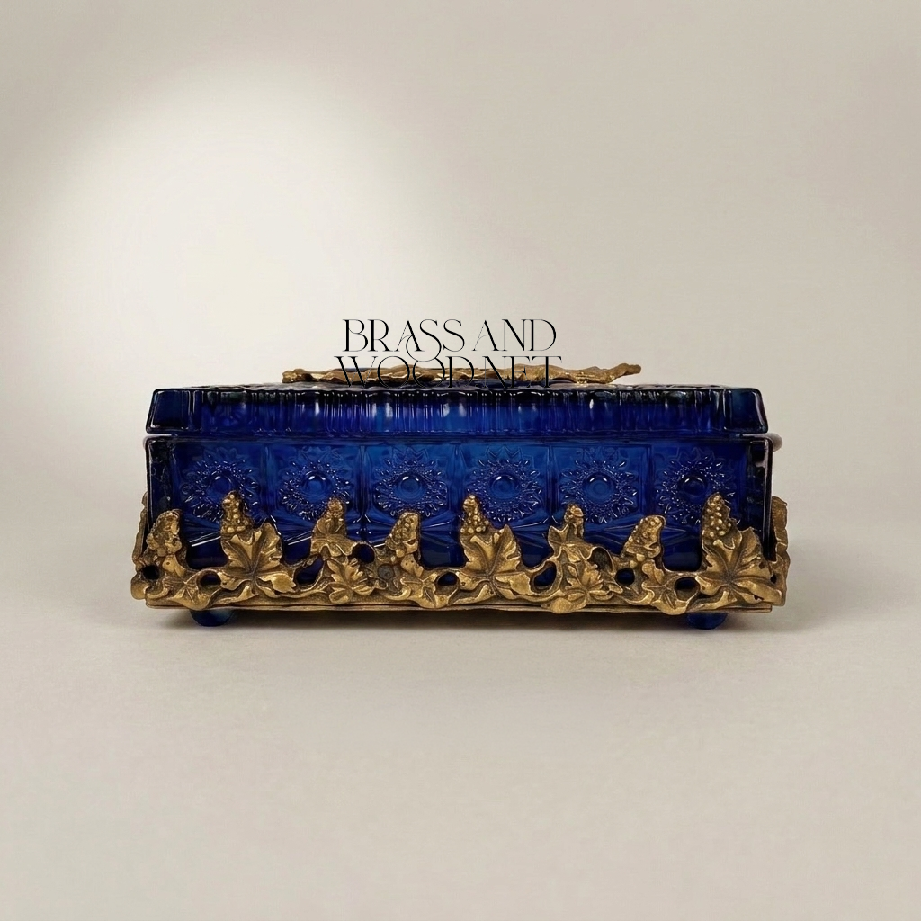 Napoleon III Cobalt Tissue Box with Gilt Acanthus Ormolu Mounts