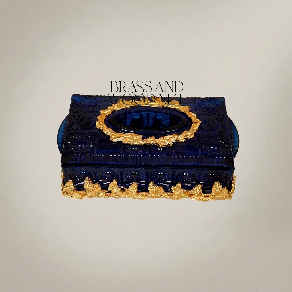 Napoleon III Cobalt Tissue Box with Gilt Acanthus Ormolu Mounts