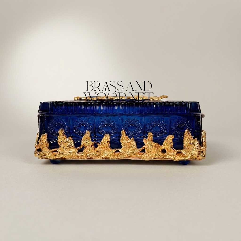 Napoleon III Cobalt Tissue Box with Gilt Acanthus Ormolu Mounts
