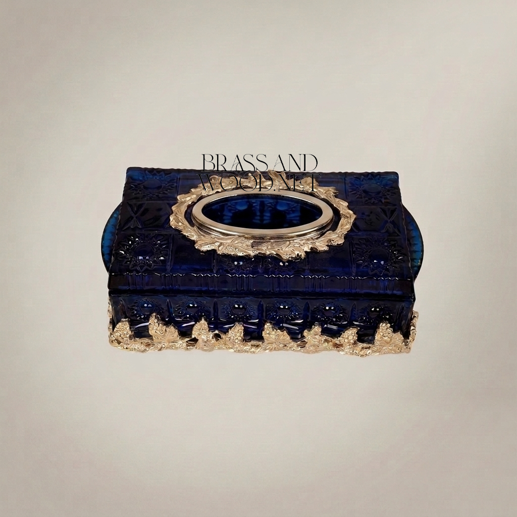 Napoleon III Cobalt Tissue Box with Gilt Acanthus Ormolu Mounts