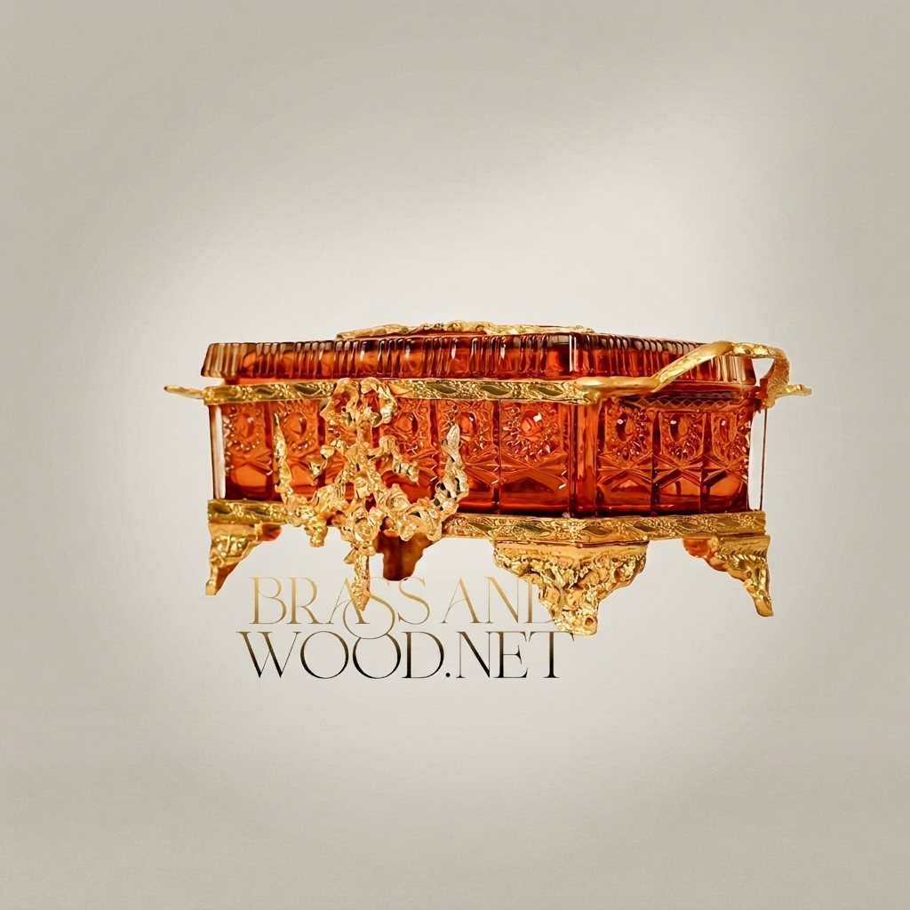 Napoleon III Rococo Revival Amber Crystal Tissue Box with Gilt Ormolu Mounts