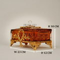 Neoclassical Amber Glass Bonbonniere with Gilt Brass Laurel Mounts