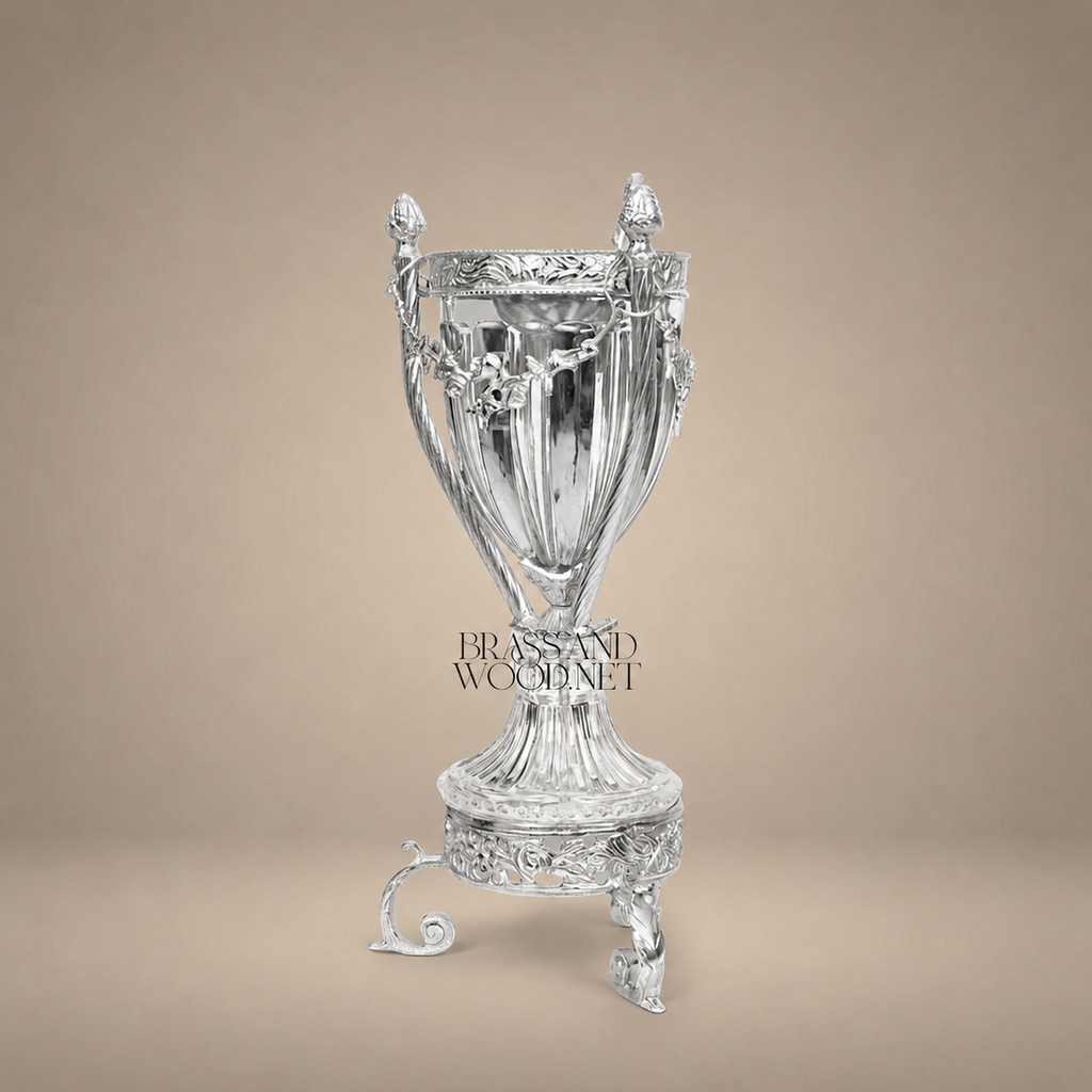 Empire Neoclassical Crystal Urn Incense Burner - Gilt Brass Acanthus Tripod