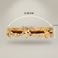 Rococo Brass & Amber Glass Round Tray — Floral Scroll Frame