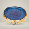 Rococo Revival Brass Filigree & Etched Glass Decorative Dish