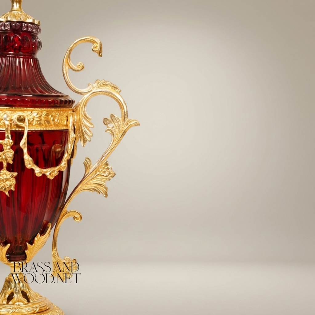 Napoleon III Rococo Revival Ruby Crystal Covered Urn with Gilt Acanthus Mounts
