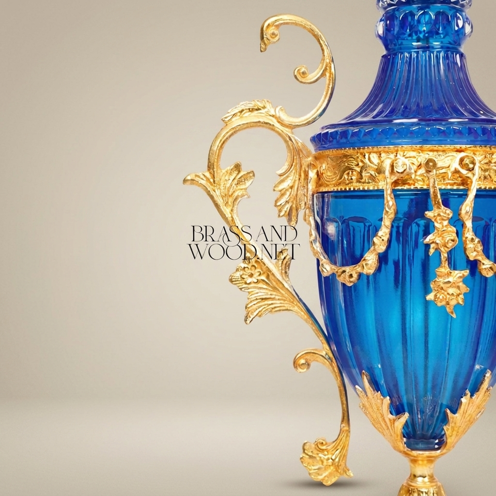 Louis XV Rococo Cobalt Glass Lidded Urn with Gilt Bronze Acanthus Mounts