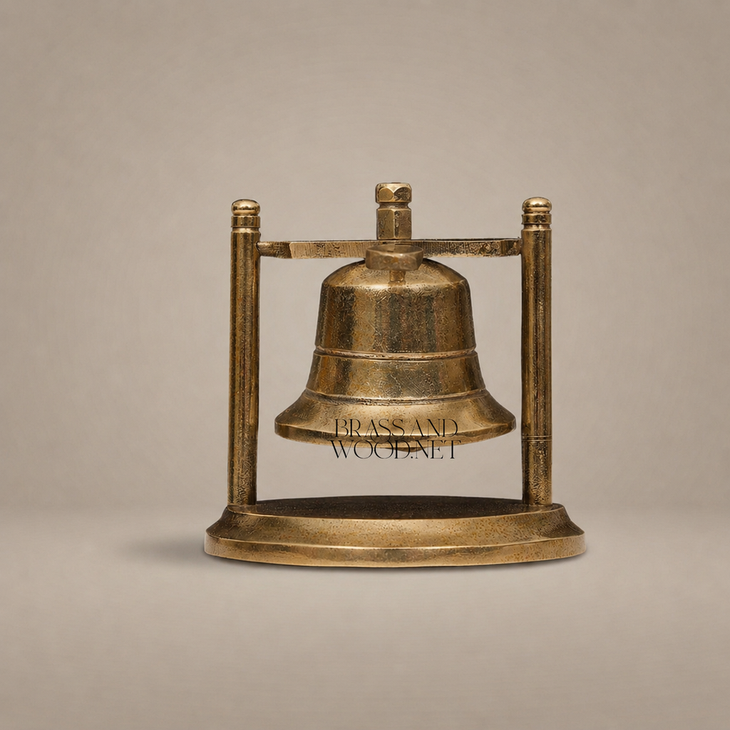 Brass Ship Bell on Oval Stand - Swinging Clapper