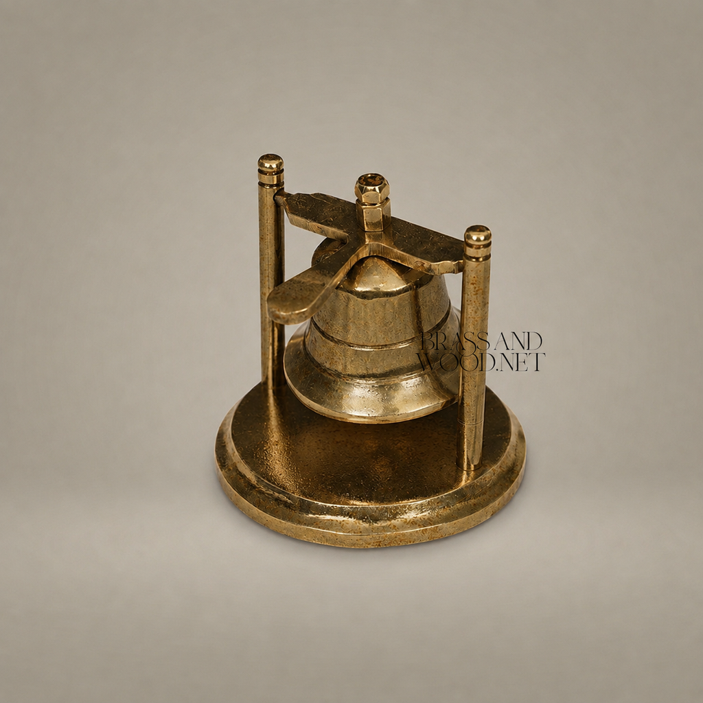 Brass Ship Bell on Oval Stand - Swinging Clapper