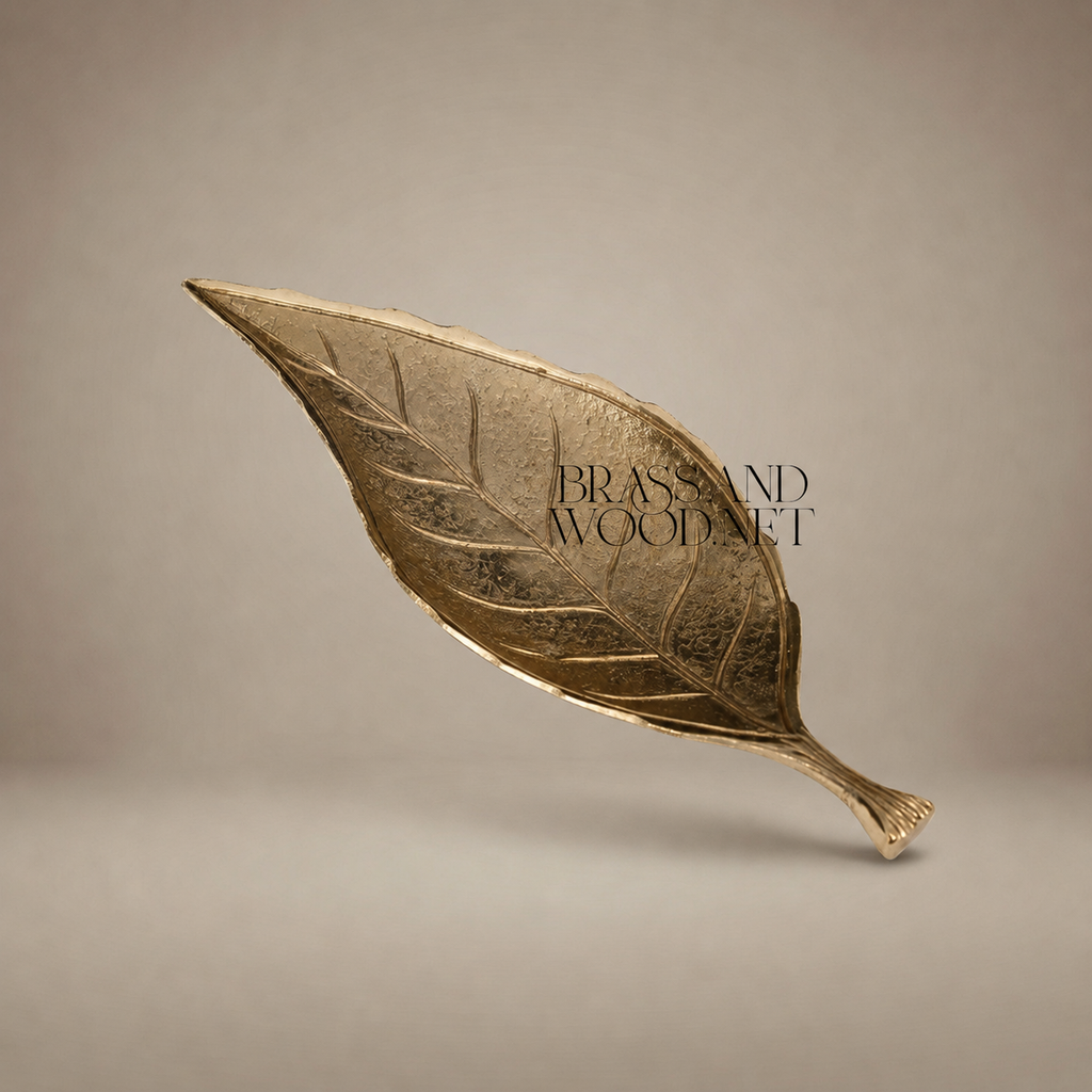 Cast Brass Leaf Tray - Naturalist Veined Form