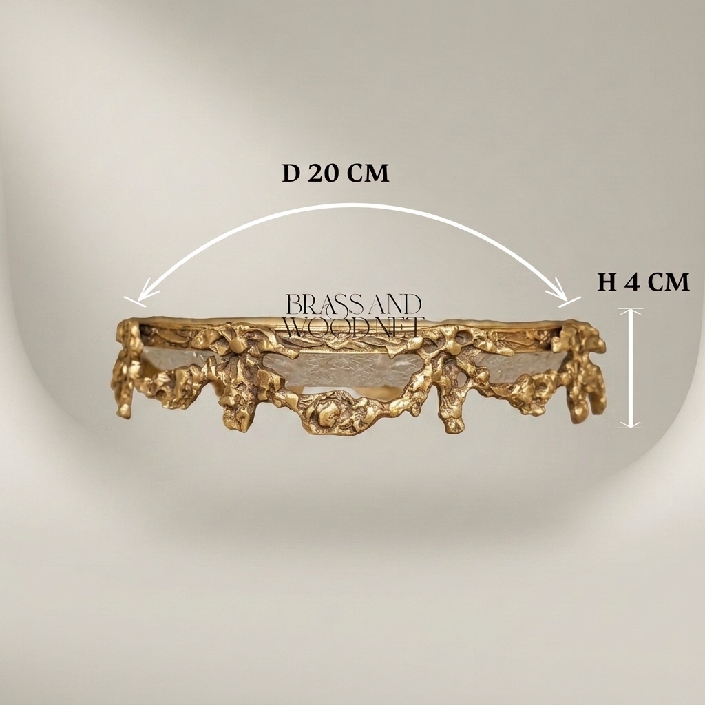 Rococo Coral-Form Gilt Brass & Cut Glass Bonbonnière
