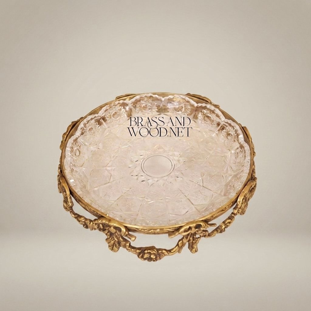 Rococo Coral-Form Gilt Brass & Cut Glass Bonbonnière