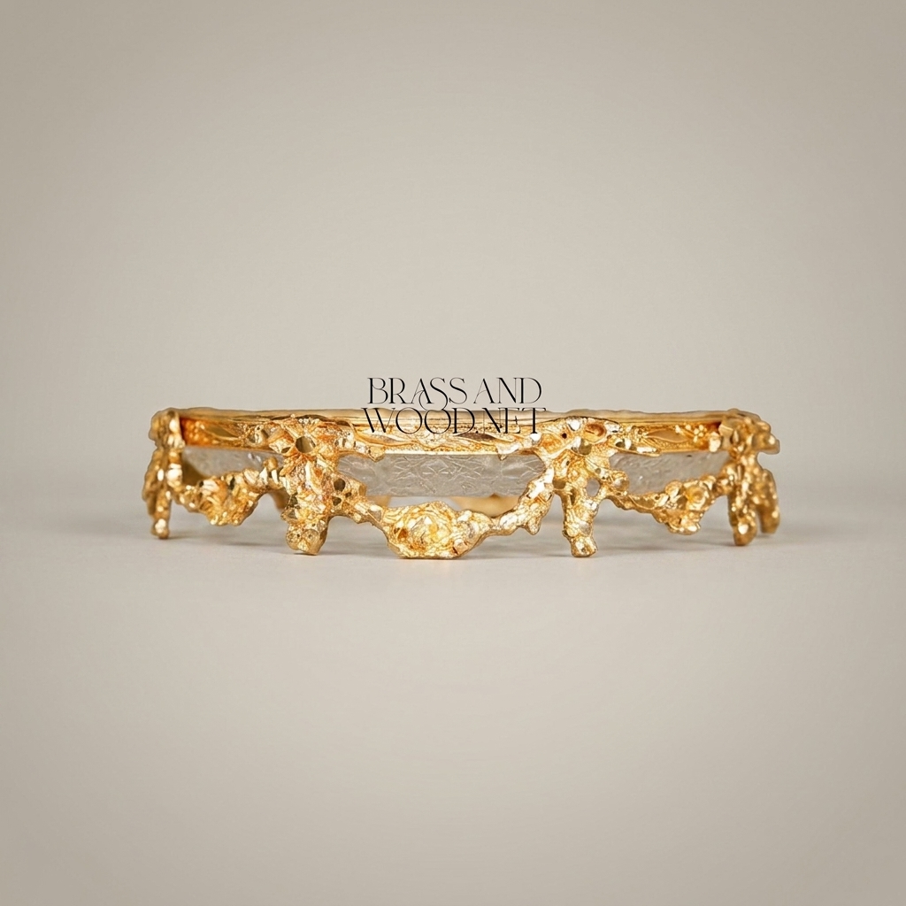 Rococo Coral-Form Gilt Brass & Cut Glass Bonbonnière