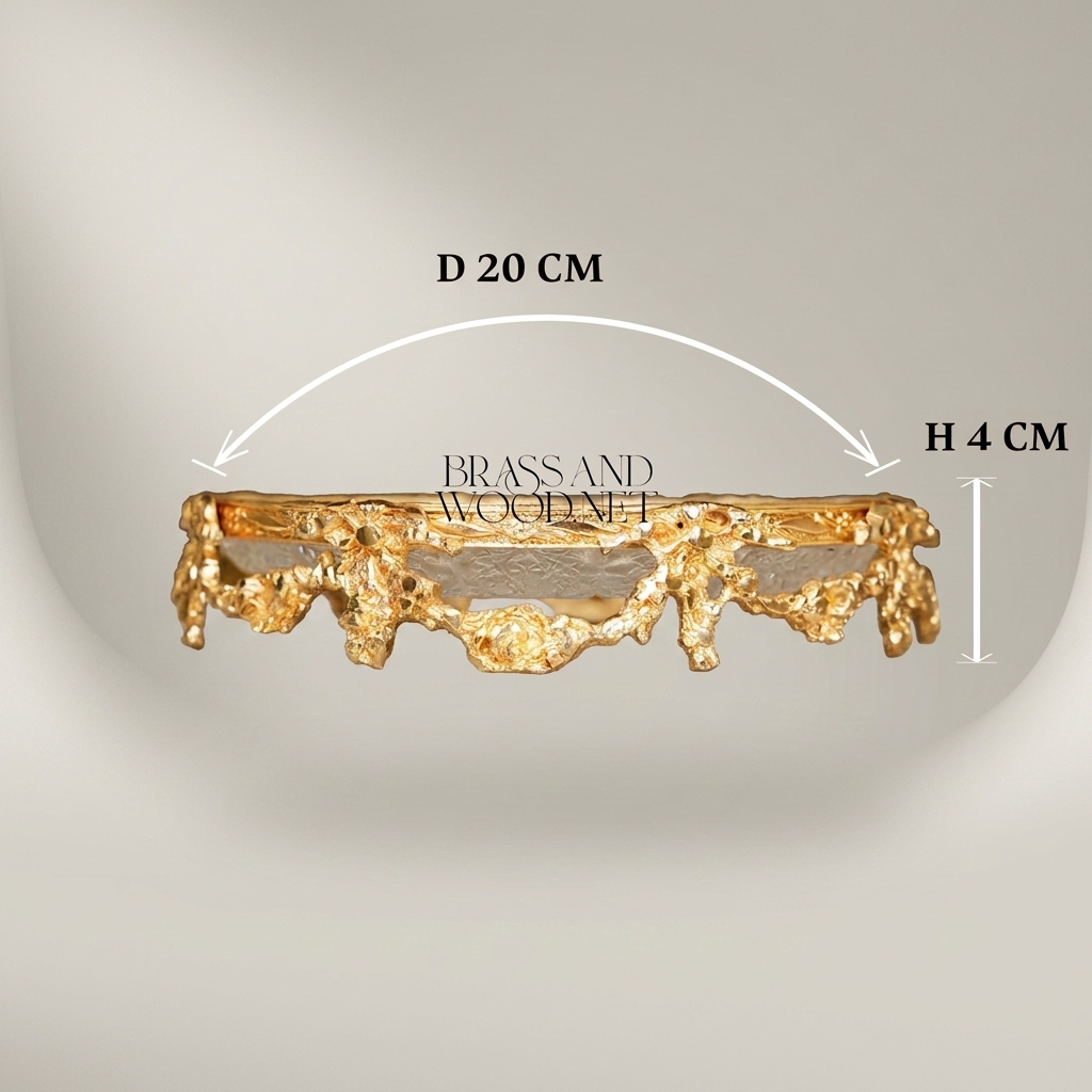 Rococo Coral-Form Gilt Brass & Cut Glass Bonbonnière