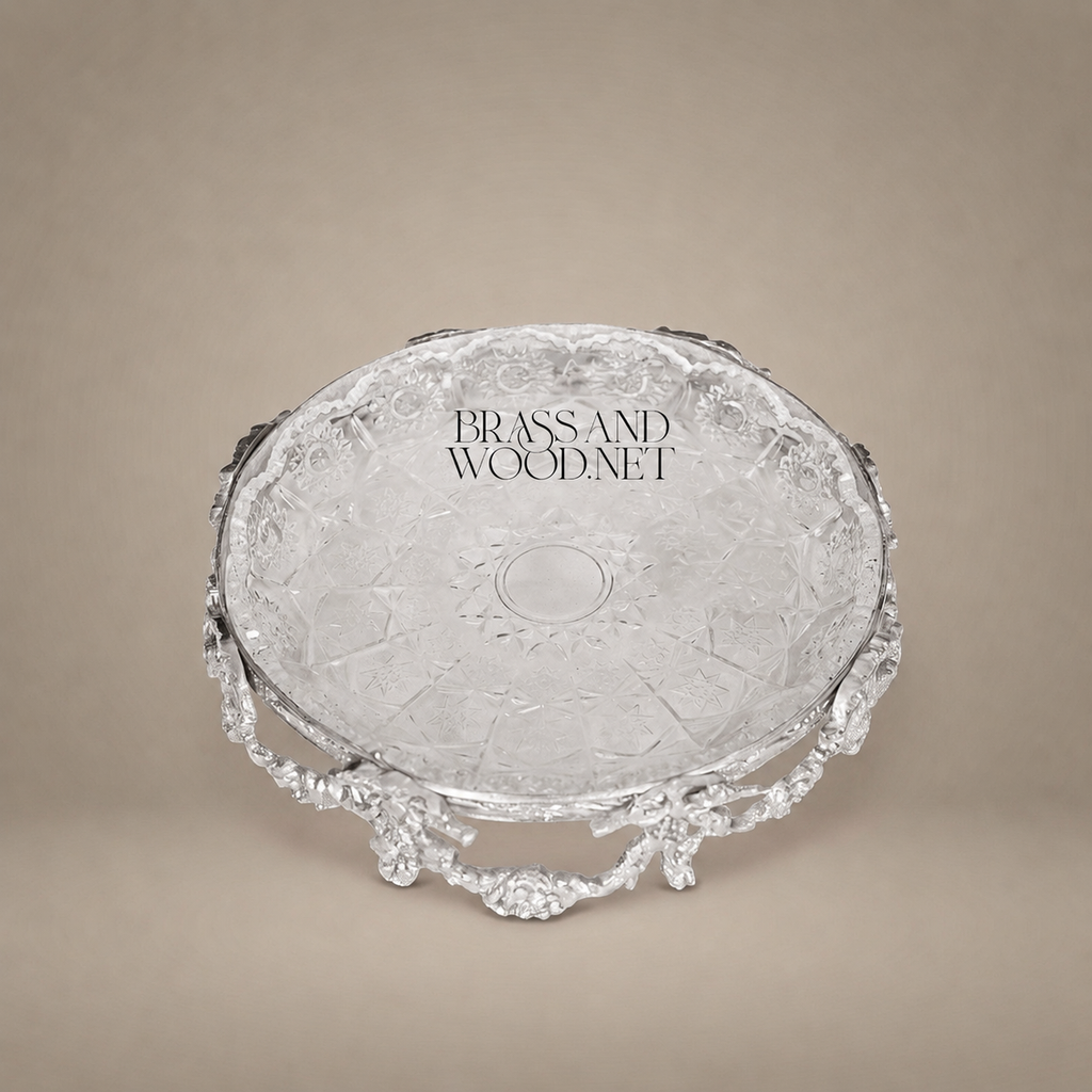 Rococo Coral-Form Gilt Brass & Cut Glass Bonbonnière
