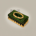 Napoleon III Emerald Glass Tissue Box with Gilt Foliate Brass Crown