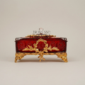 Napoleon III Rococo Revival Ruby Glass Bonbonnière with Gilt Laurel Wreath Mounts