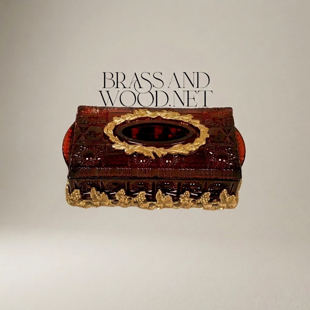 Napoleon III Rococo Revival Tissue Box — Tortoiseshell & Gilt Acanthus Wreath
