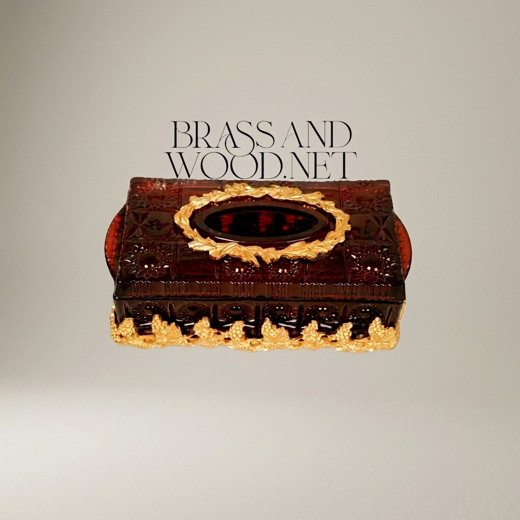 Napoleon III Rococo Revival Tissue Box — Tortoiseshell & Gilt Acanthus Wreath