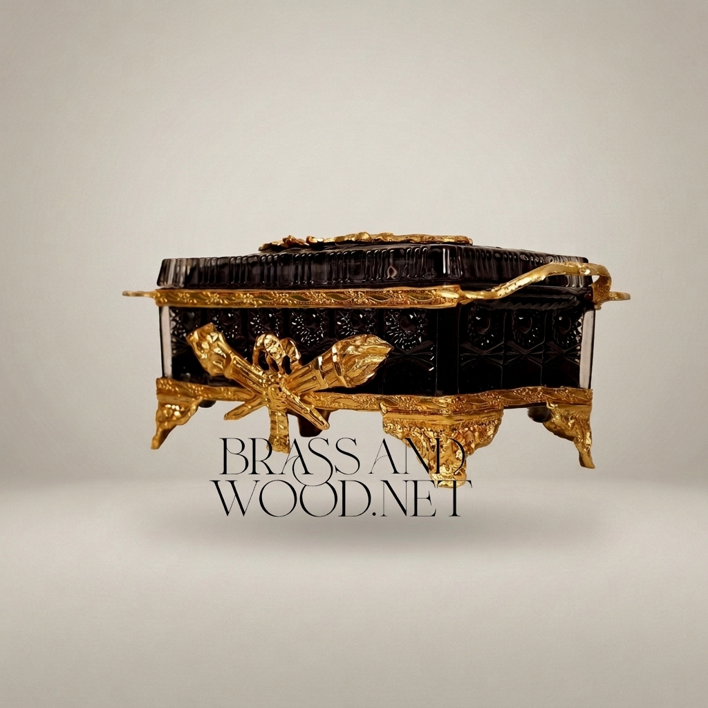 Napoleon III Rococo Revival Tissue Box - Dark Lacquer & Gilt Bronze Mounts