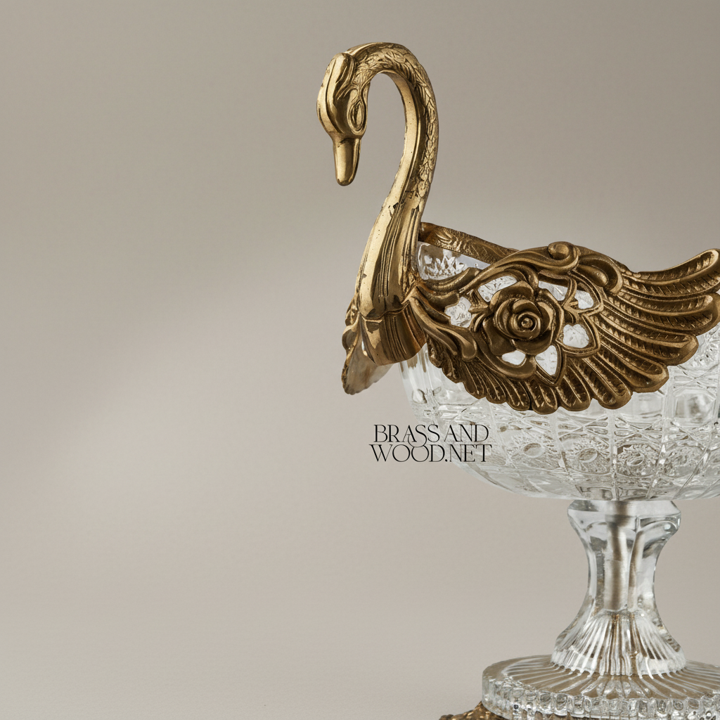 Empire Swan Crystal Centrepiece Bowl with Gilt Brass Mounts