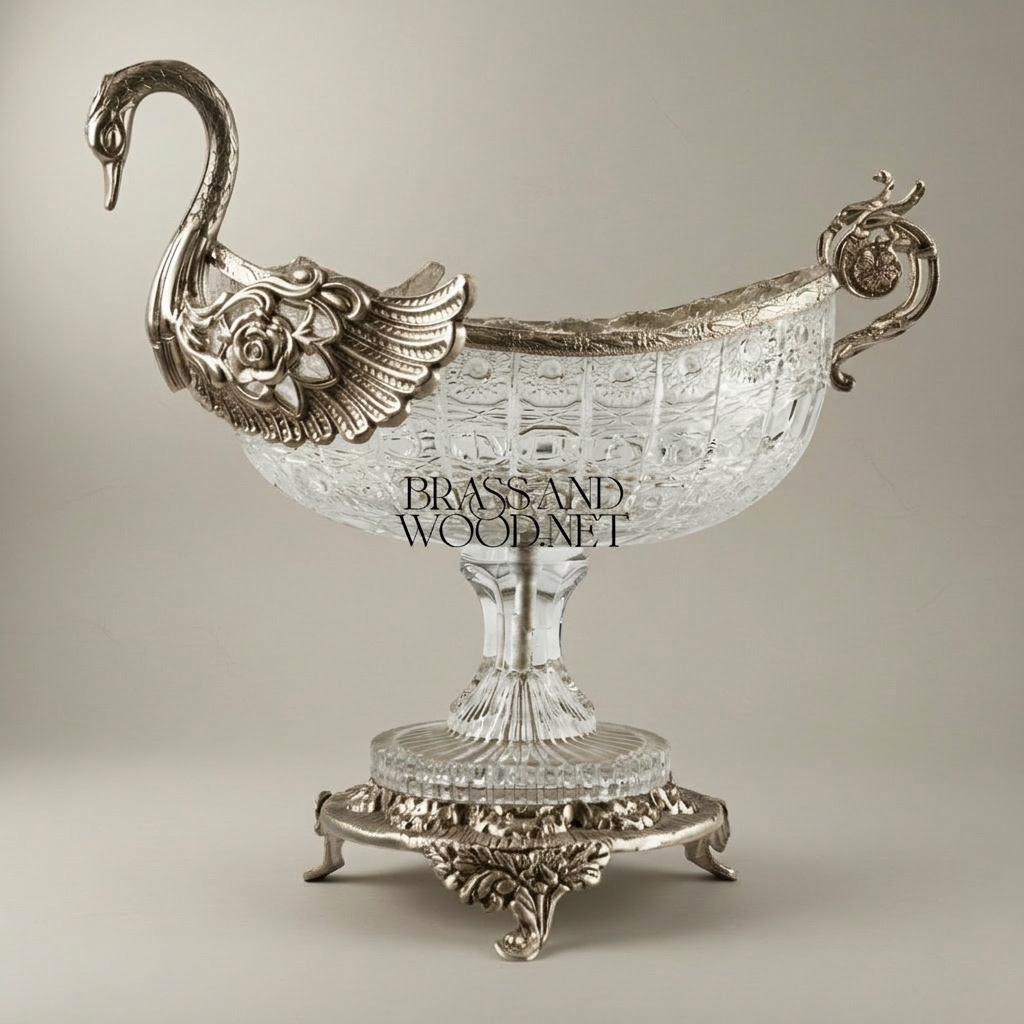 Empire Swan Crystal Centrepiece Bowl with Gilt Brass Mounts