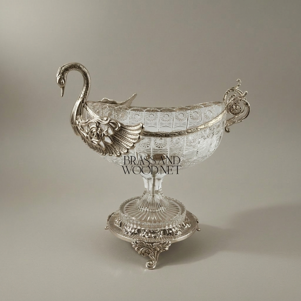 Empire Swan Crystal Centrepiece Bowl with Gilt Brass Mounts