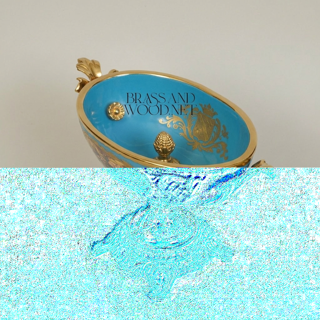 Napoleon III Sèvres-Style Porcelain Tazza with Gilt Bronze Base and Floral Medallion