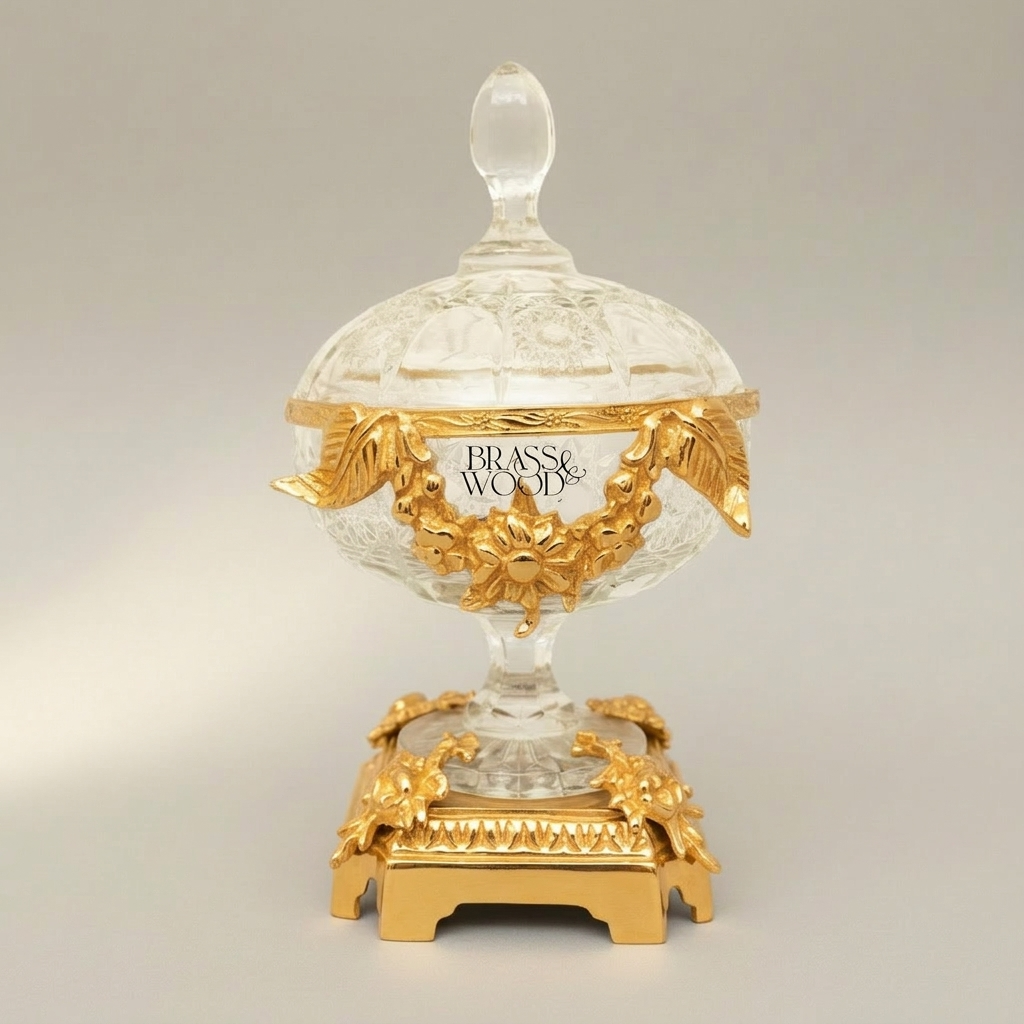 Louis XVI Cut Crystal Bonbonnière with Gilt Floral Brass Mounts