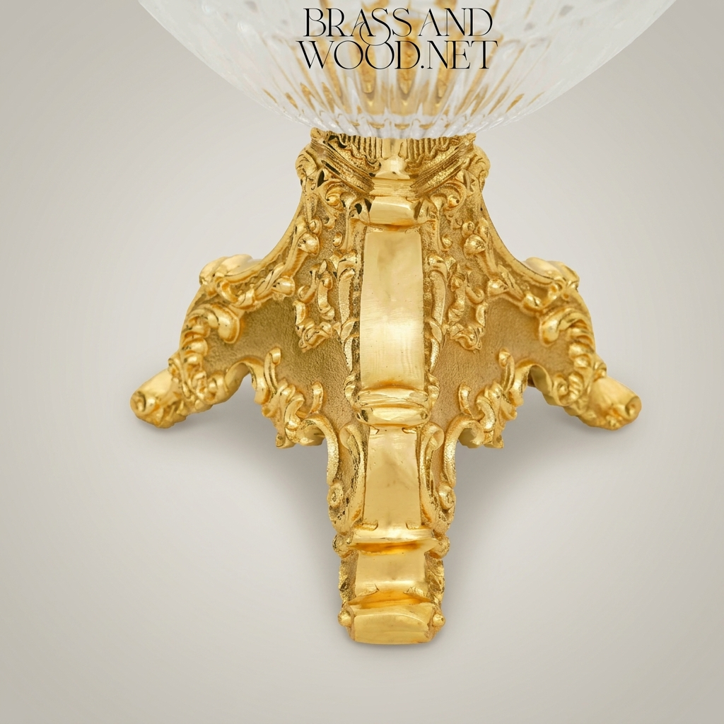 Baroque Crystal Candy Dish - Ornate Scrollwork Pedestal Bowl