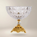 Classical Crystal Candy Dish on Ornate Brass Pedestal Base