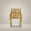 Pharaonic Brass Throne Miniature - Relief-Carved Egyptian Scene