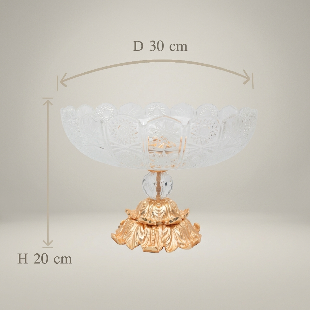 Baroque Crystal Candy Dish with Ornate Floral Metal Base