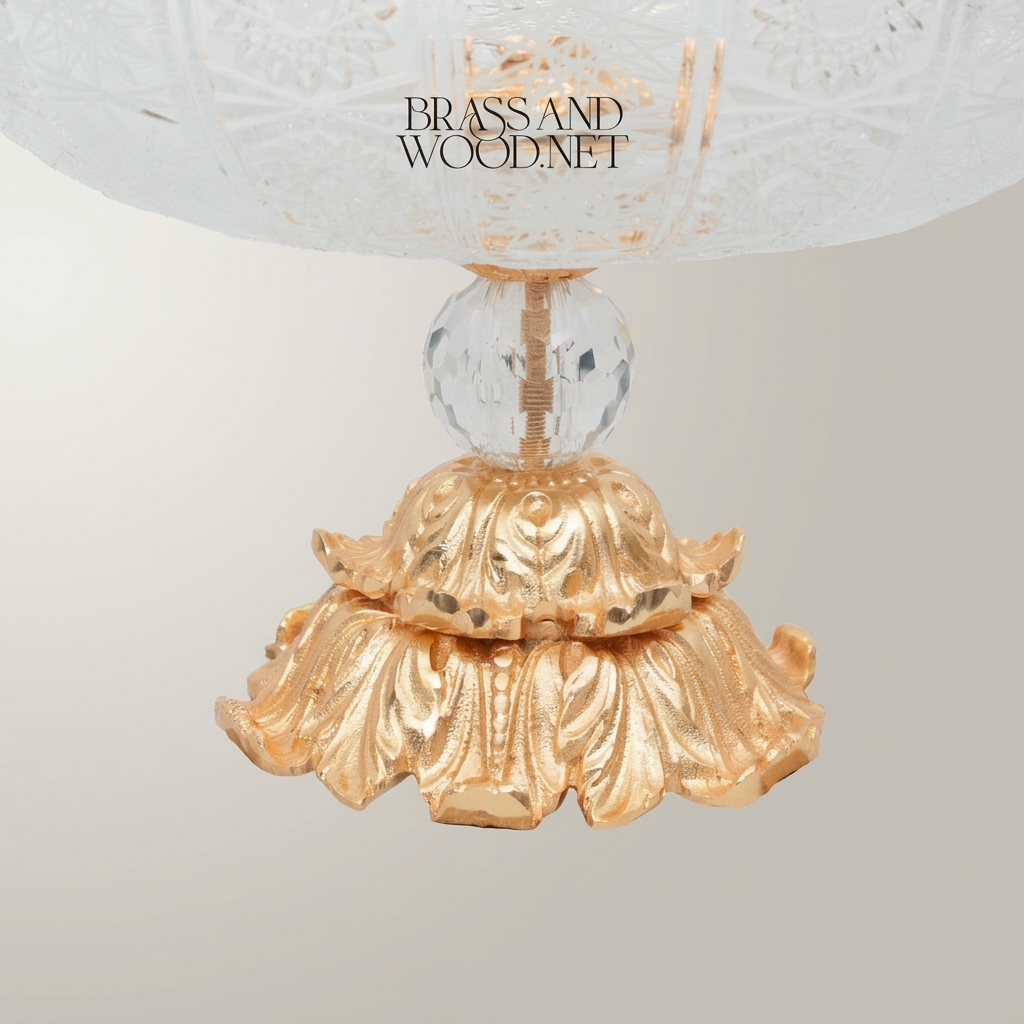 Baroque Crystal Candy Dish with Ornate Floral Metal Base