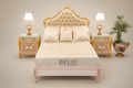 Napoleon III Rococo Revival Bedroom Set — Polychrome Floral Carved Ivory & Gold with Button-Tufted Headboard