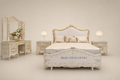 Napoleon III Rococo Revival Hand-Painted Ivory Bedroom Set - Polychrome Floral Carved Suite