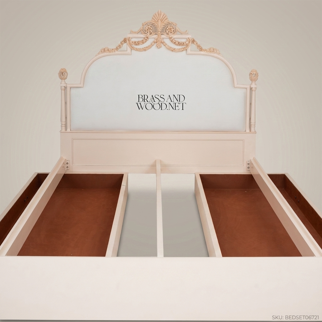 Pale Blonde Louis XV Bedroom Set with Marble Tops