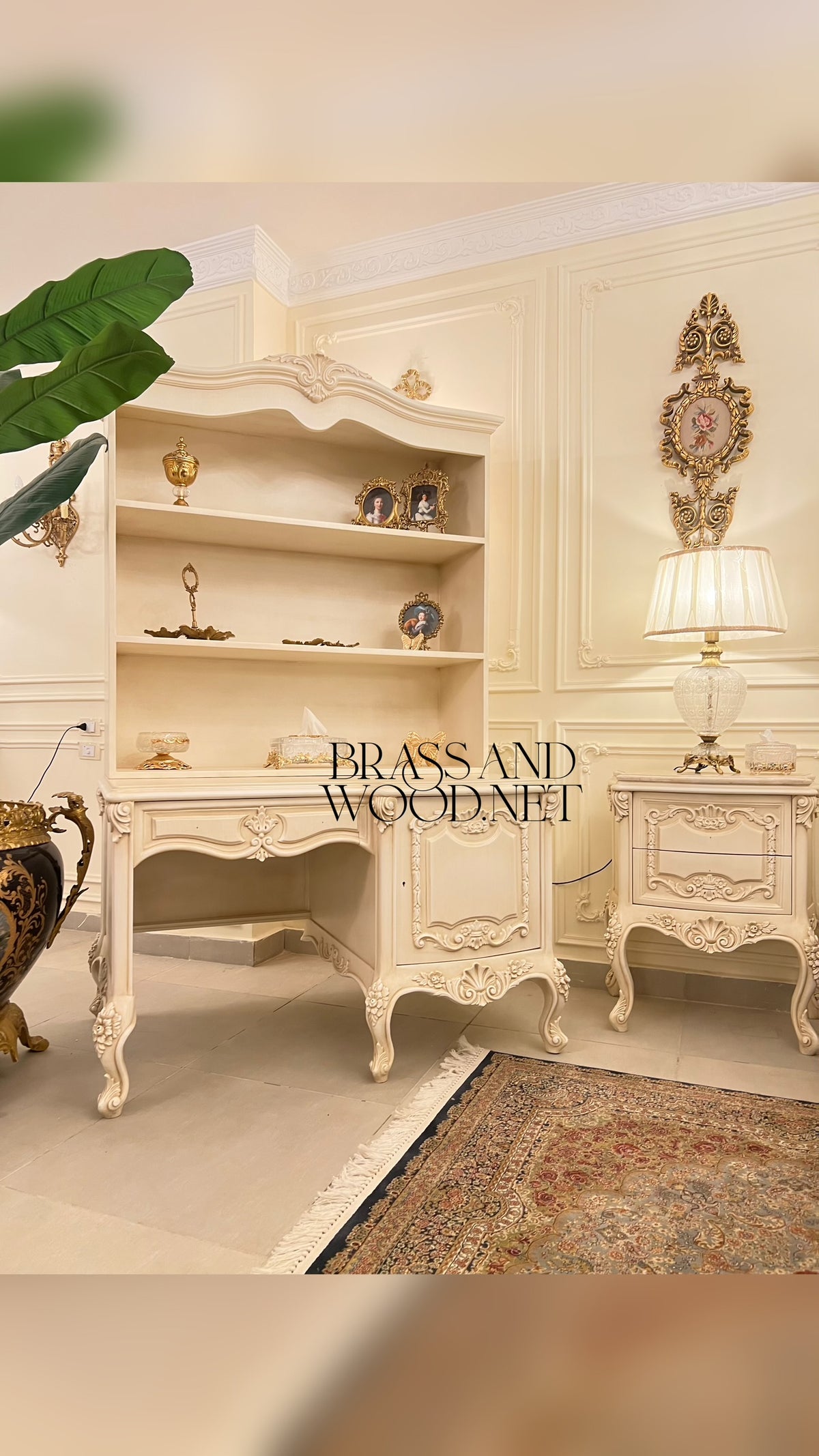 Ivory Lacquer Rococo Bedroom Set