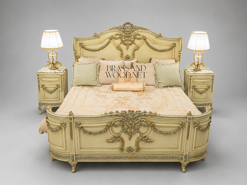 Antique Ivory Louis XVI Garland Bedroom Set