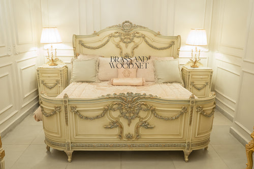 Antique Ivory Louis XVI Garland Bedroom Set