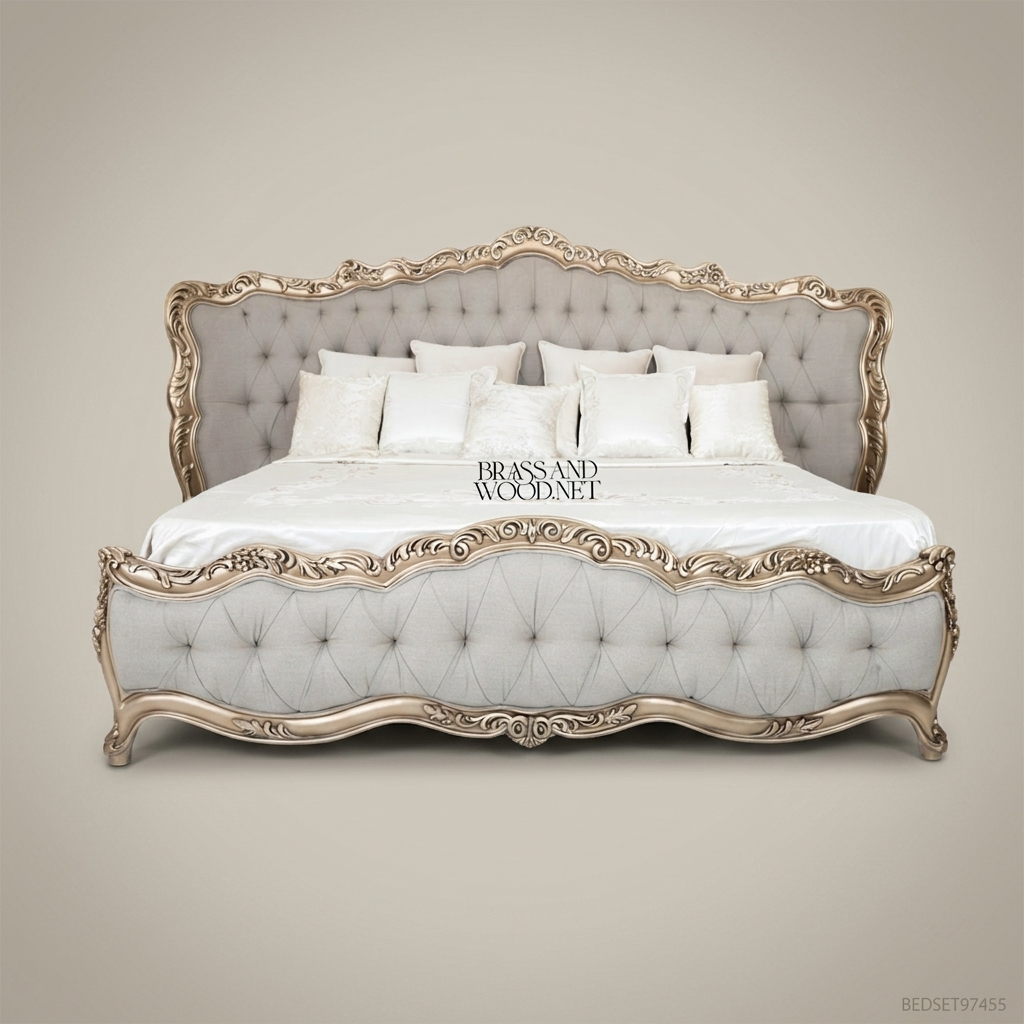 Louis XV Capitonné Bed in Antique Gold Leaf